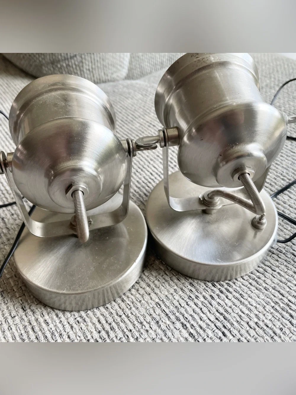 Hampton Bay 2 LED Spotlight Desk Lamps Nickel Accent Lamp Pair Industrial Silver